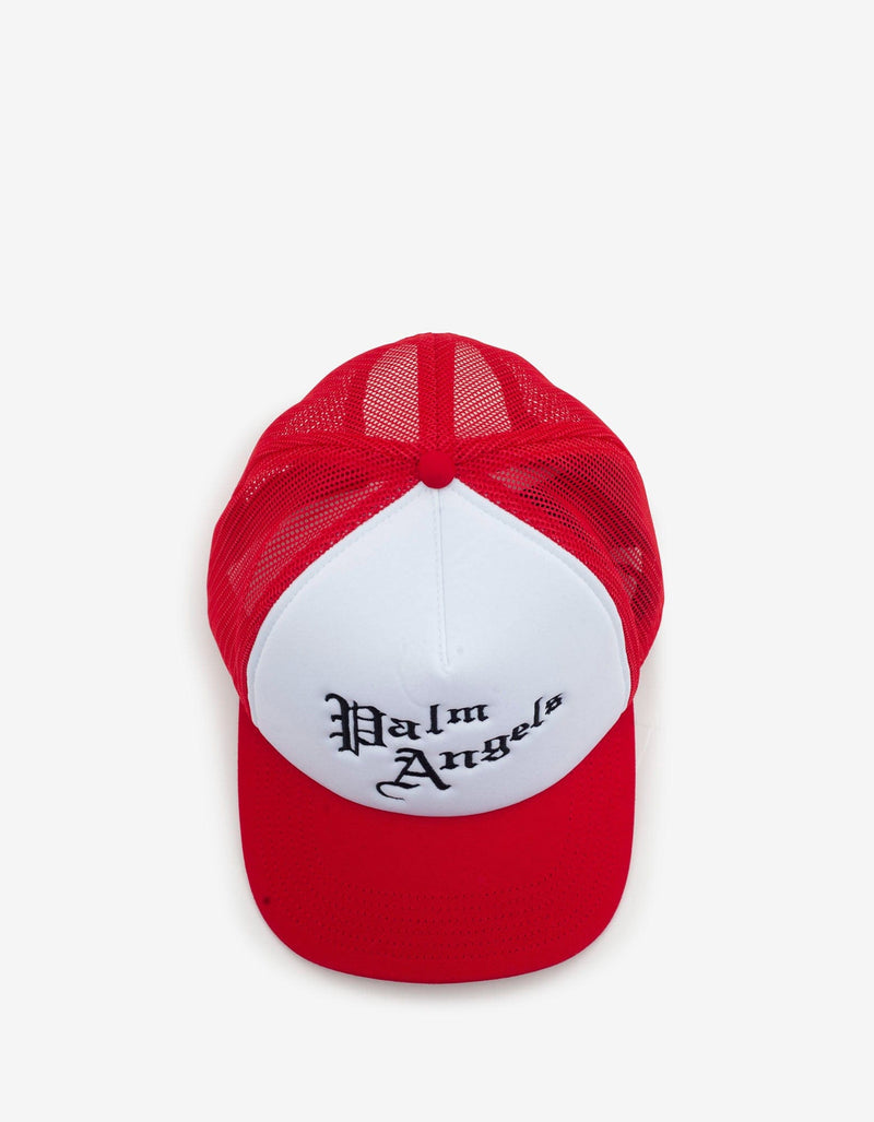 Palm Angels Red & White New Gothic Logo Cap