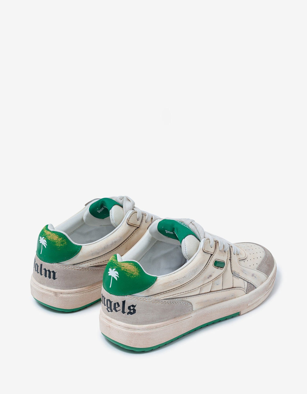 Palm Angels White & Green Palm University Trainers