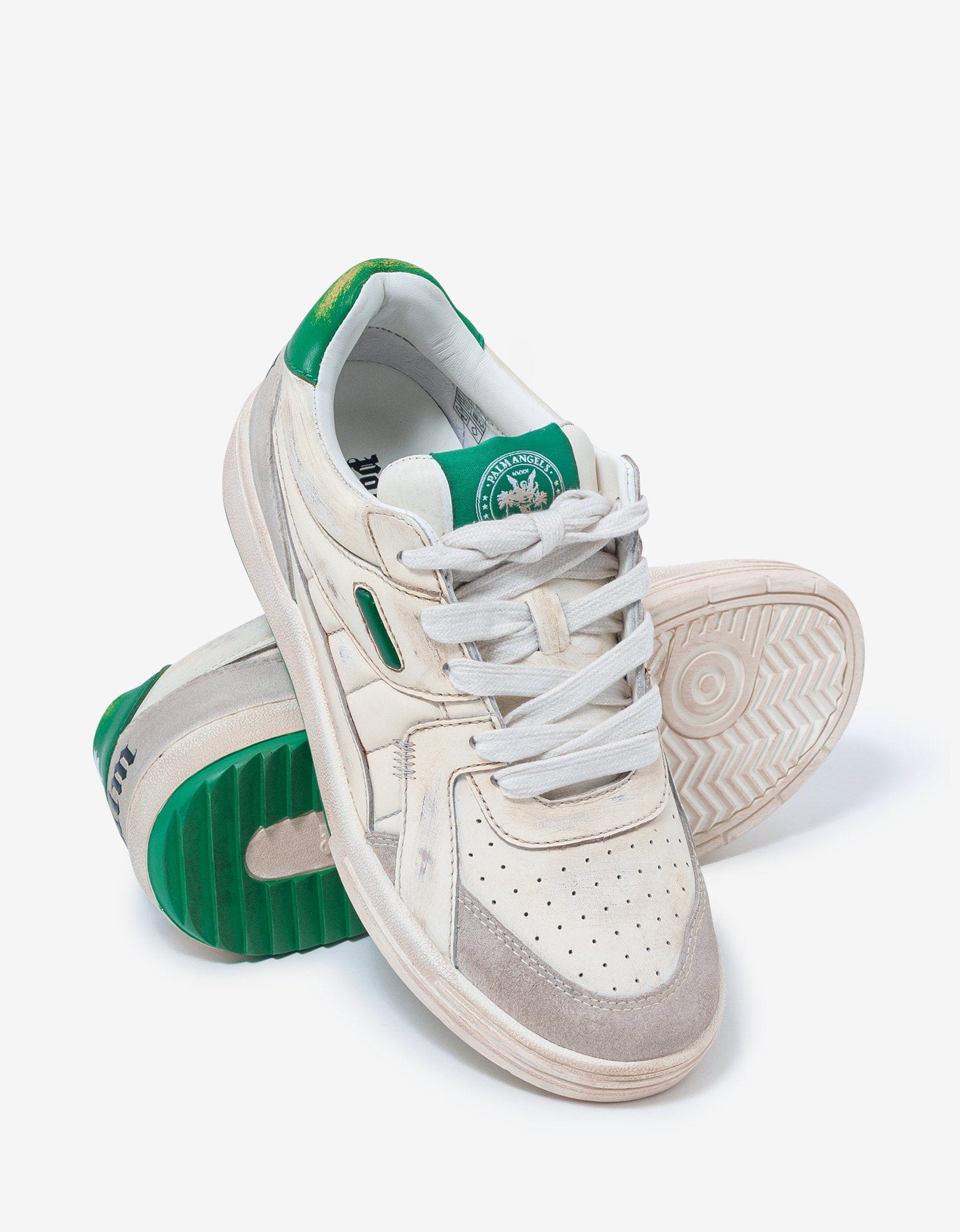 Palm Angels White & Green Palm University Trainers – Zoo