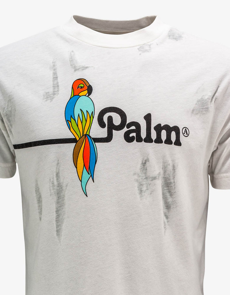 Palm Angels White Parrot Vintage T-Shirt