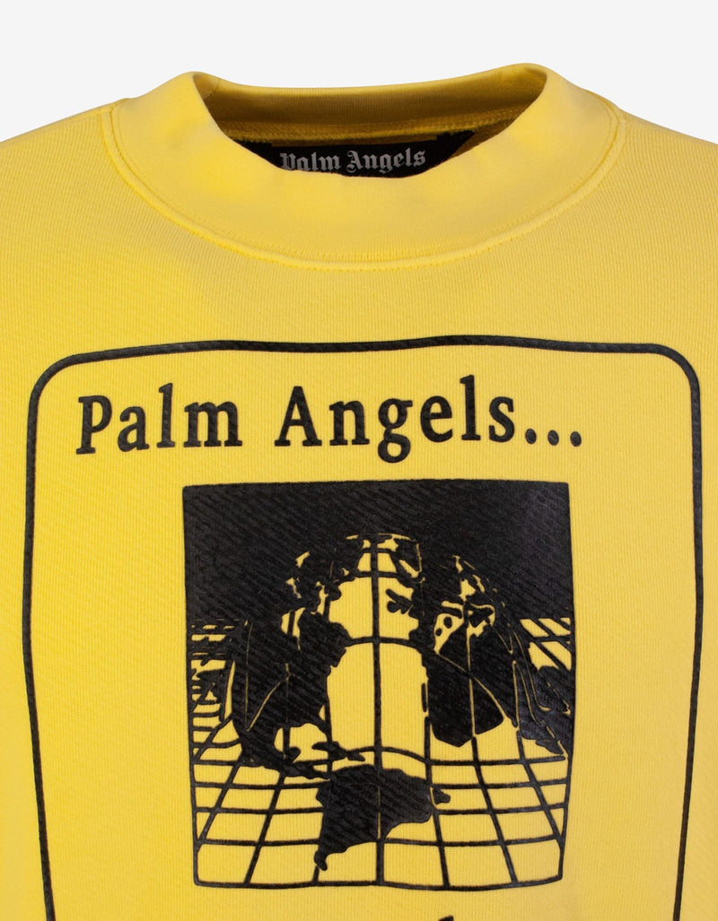 Palm Angels Yellow World In Hands Oversized Sweatshirt