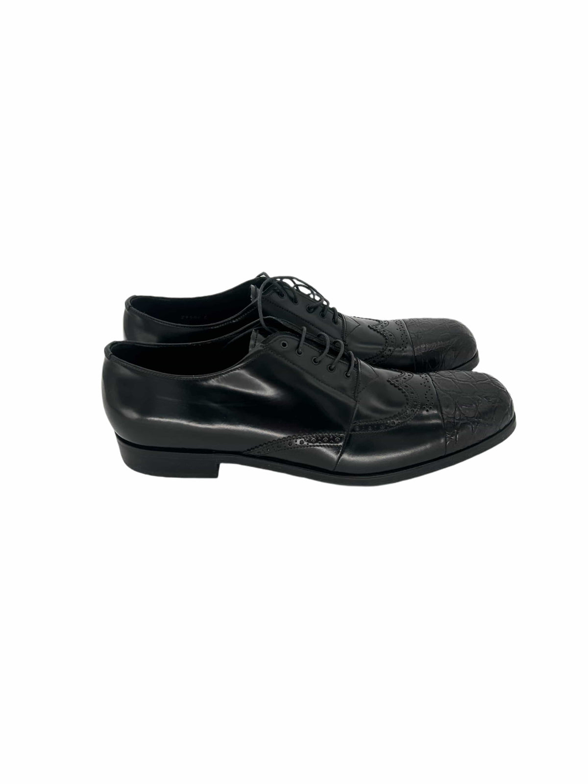 Prada Black Hand Stitched Spazzalato leather Alligator Toe Shoe