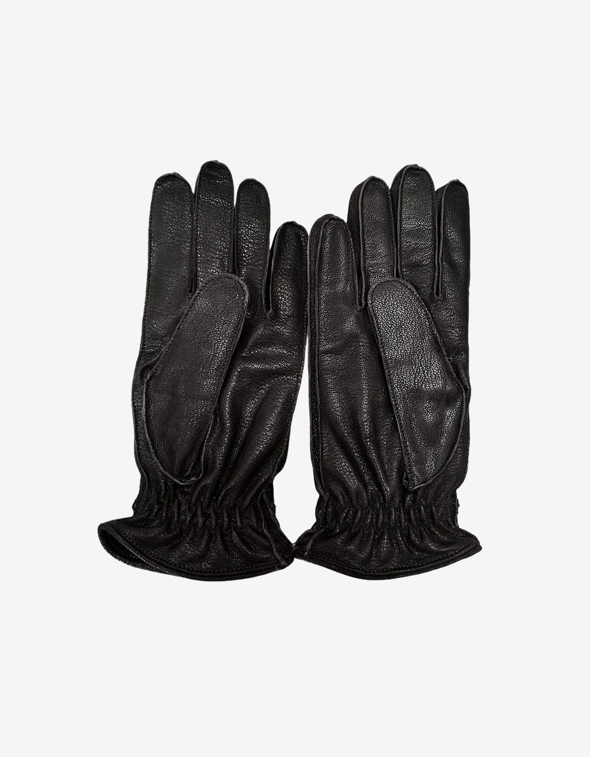 Prada Dark Brown Lined Leather Gloves With Elastic Toggle