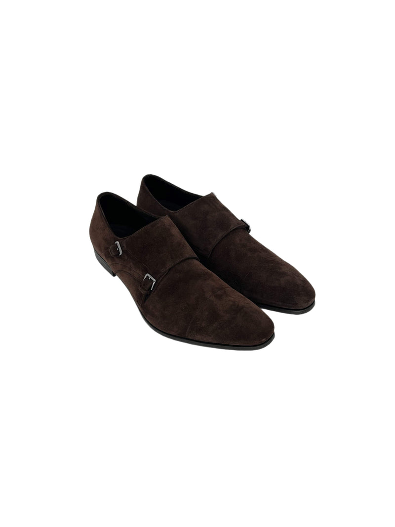 Prada Brown Suede Double Monk Strap Shoe