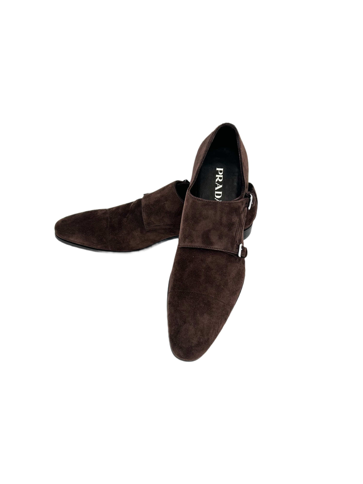 Prada Brown Suede Double Monk Strap Shoe