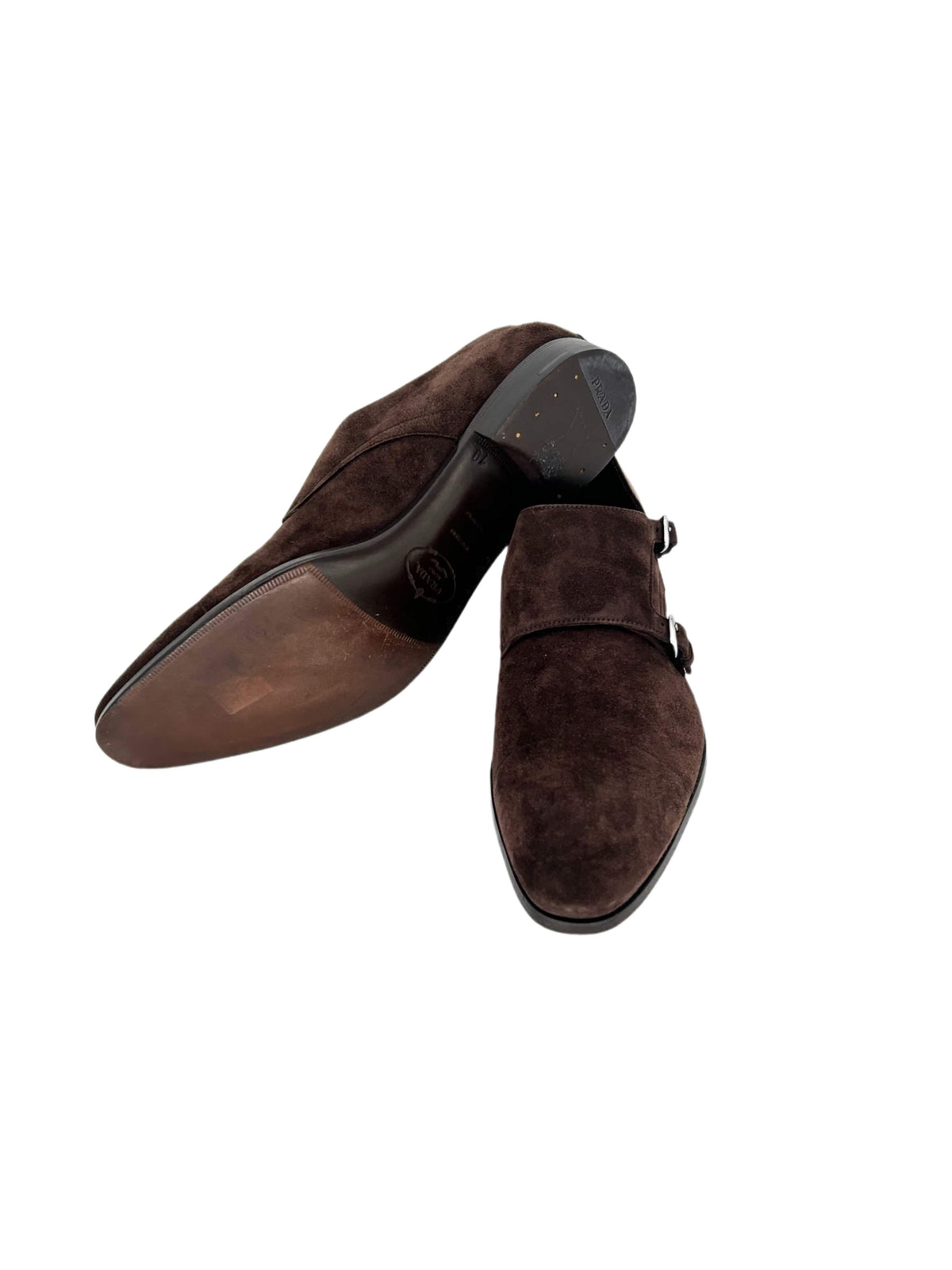 Prada Brown Suede Double Monk Strap Shoe