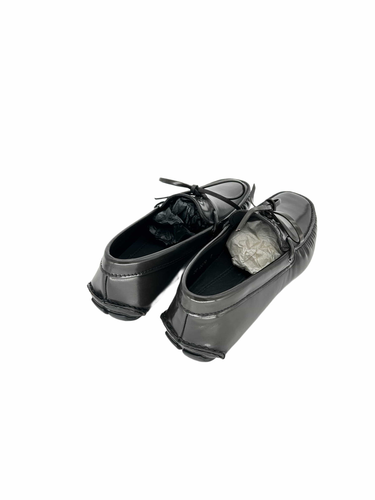 Prada Grey Leather 'Driver' Shoes With Lace Detail