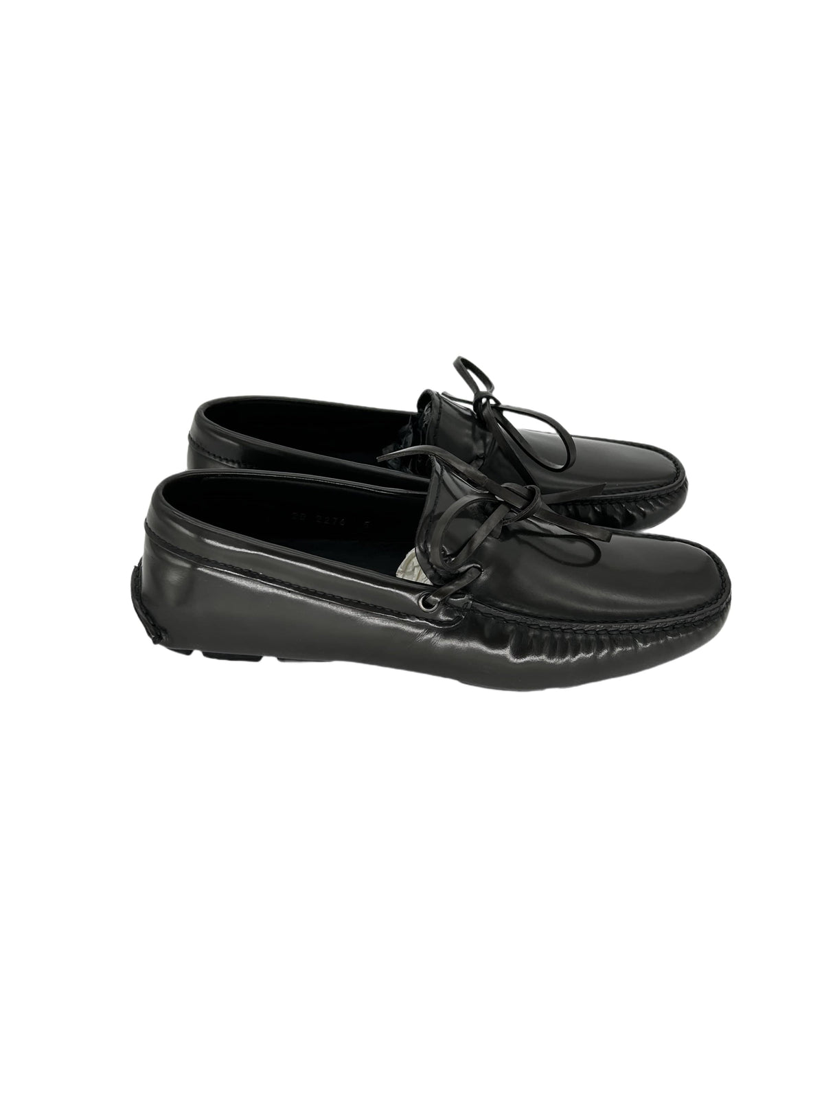Prada Grey Leather 'Driver' Shoes With Lace Detail