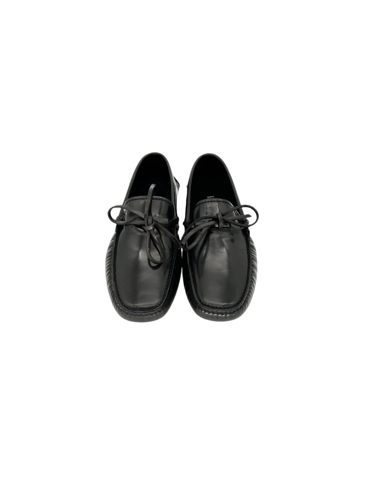 Prada Grey Leather 'Driver' Shoes With Lace Detail