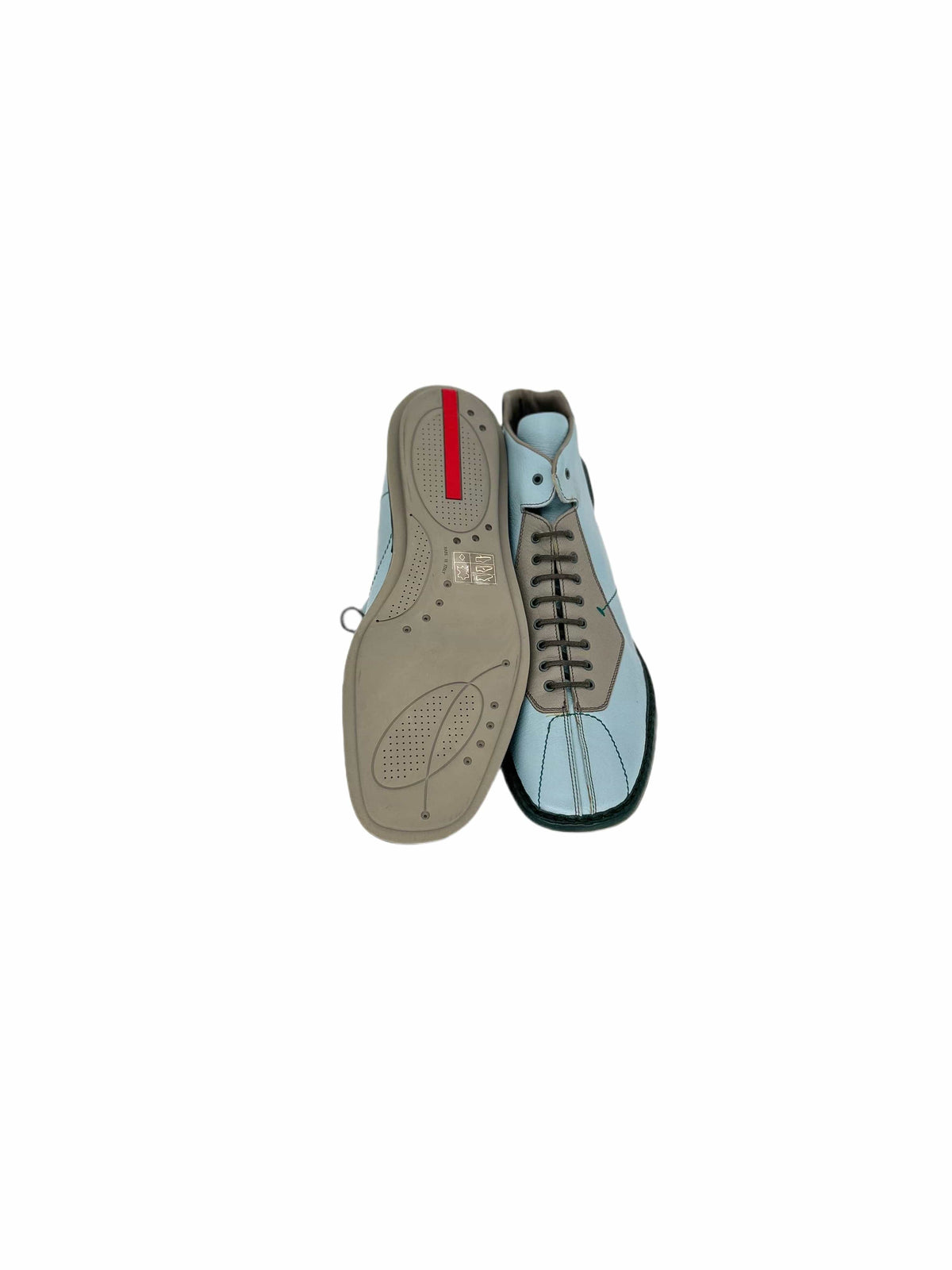 Prada Libea Rossa Blue Hybrid High Top Lace Up Sneaker Shoes