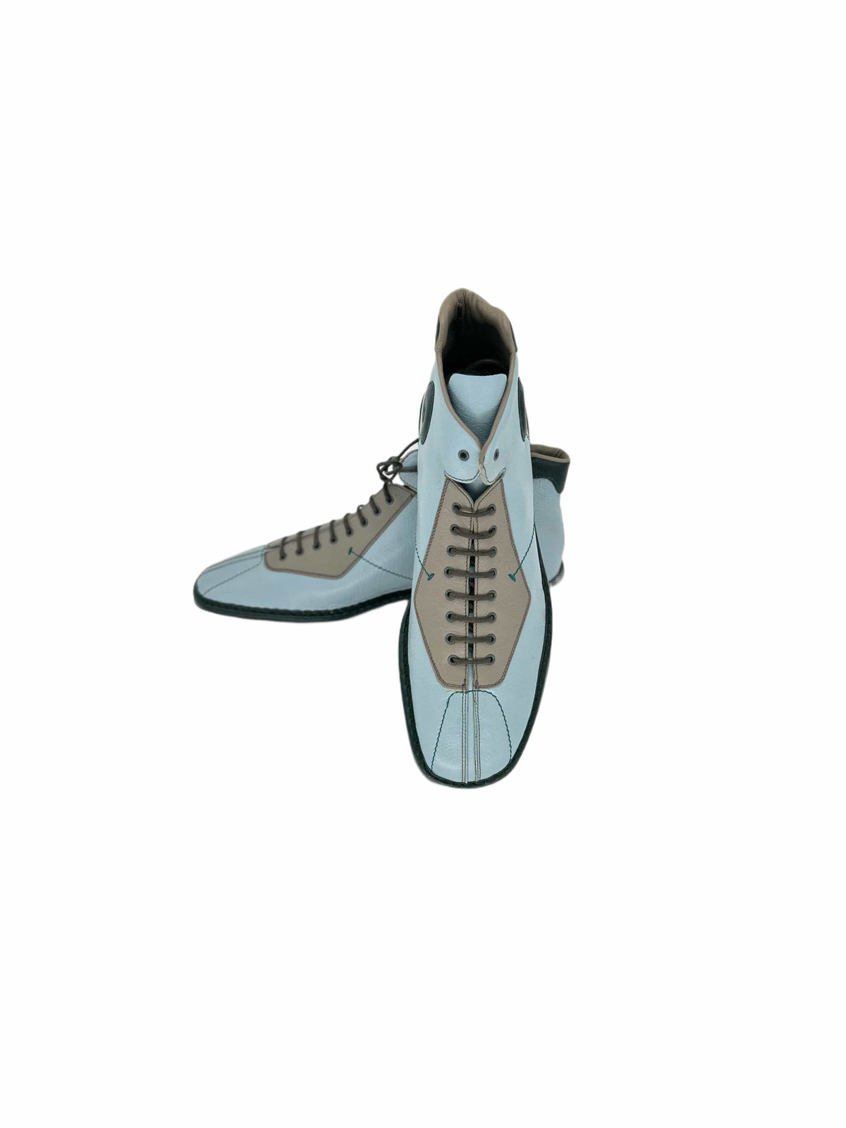 Prada Libea Rossa Blue Hybrid High Top Lace Up Sneaker Shoes