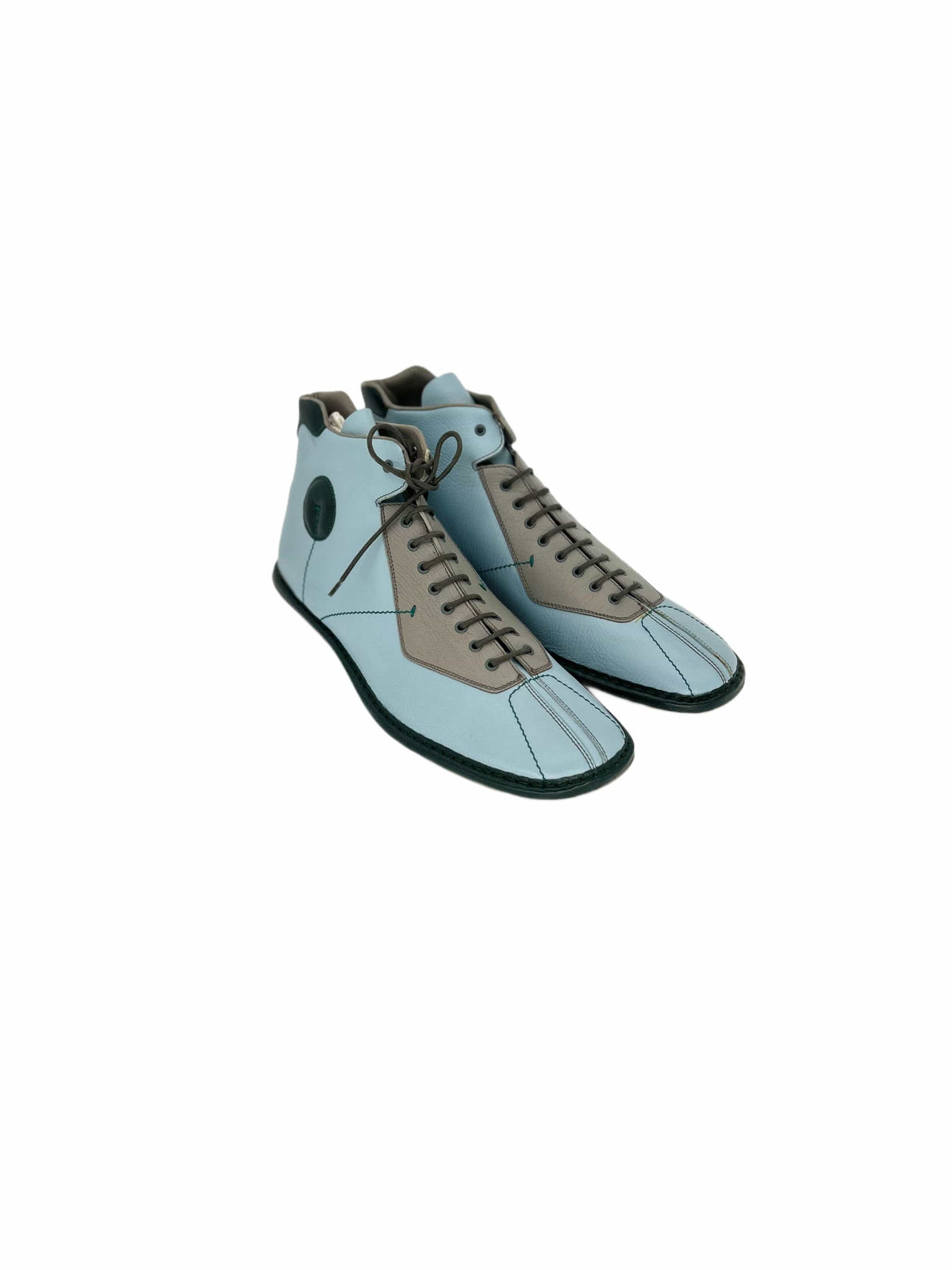 Prada Libea Rossa Blue Hybrid High Top Lace Up Sneaker Shoes
