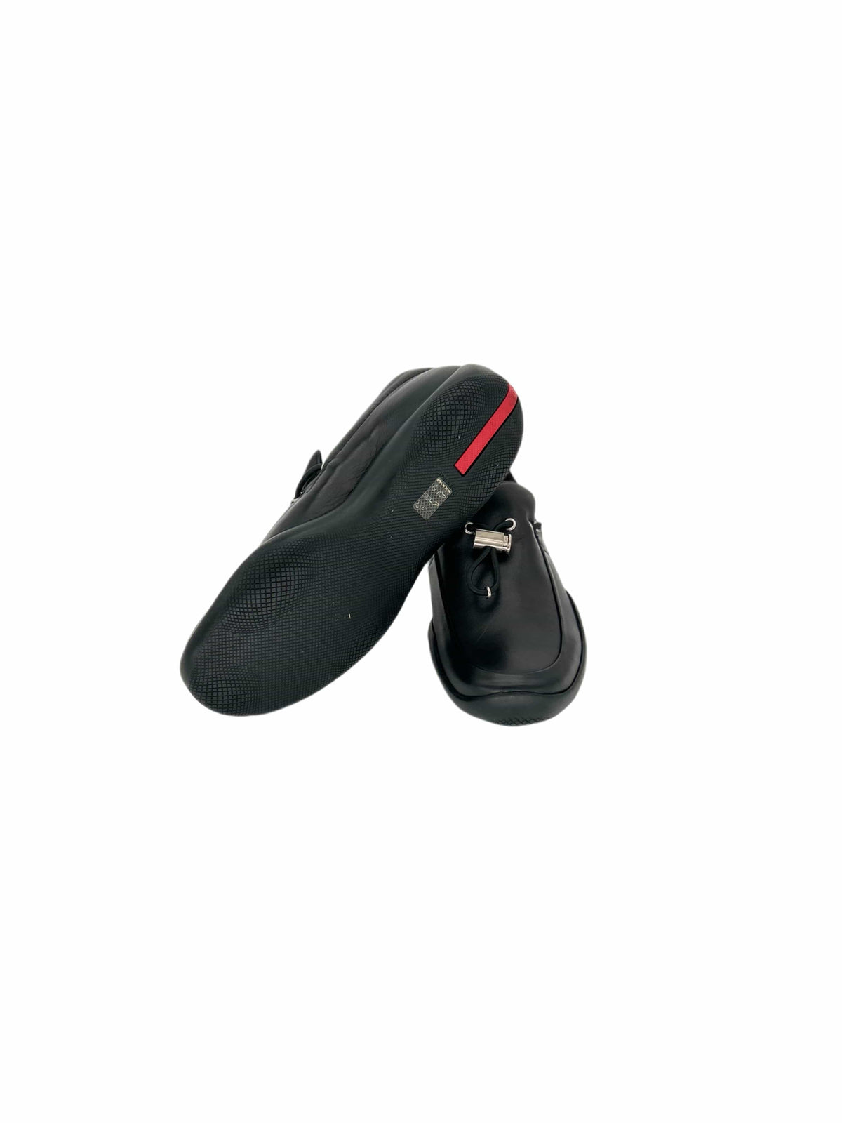 Prada Linea Rossa Black Classic Loafers With Toggle