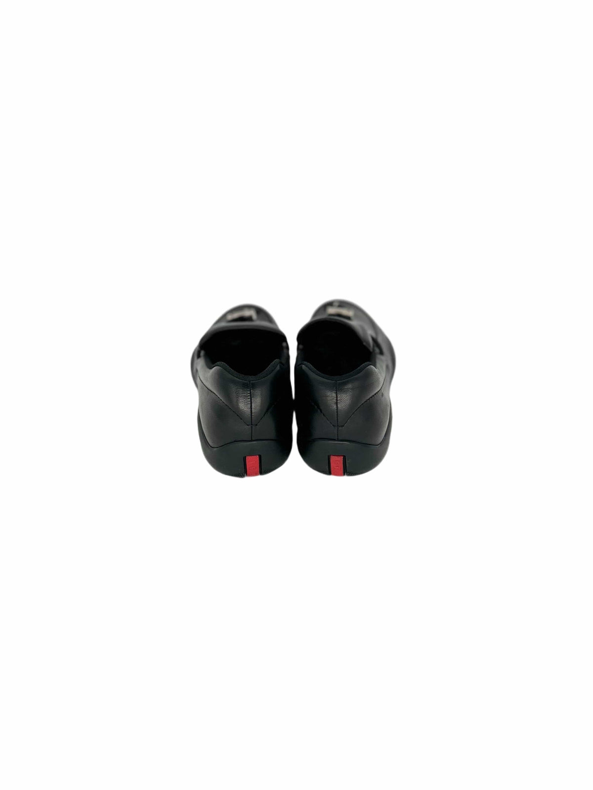 Prada Linea Rossa Black Classic Loafers With Toggle