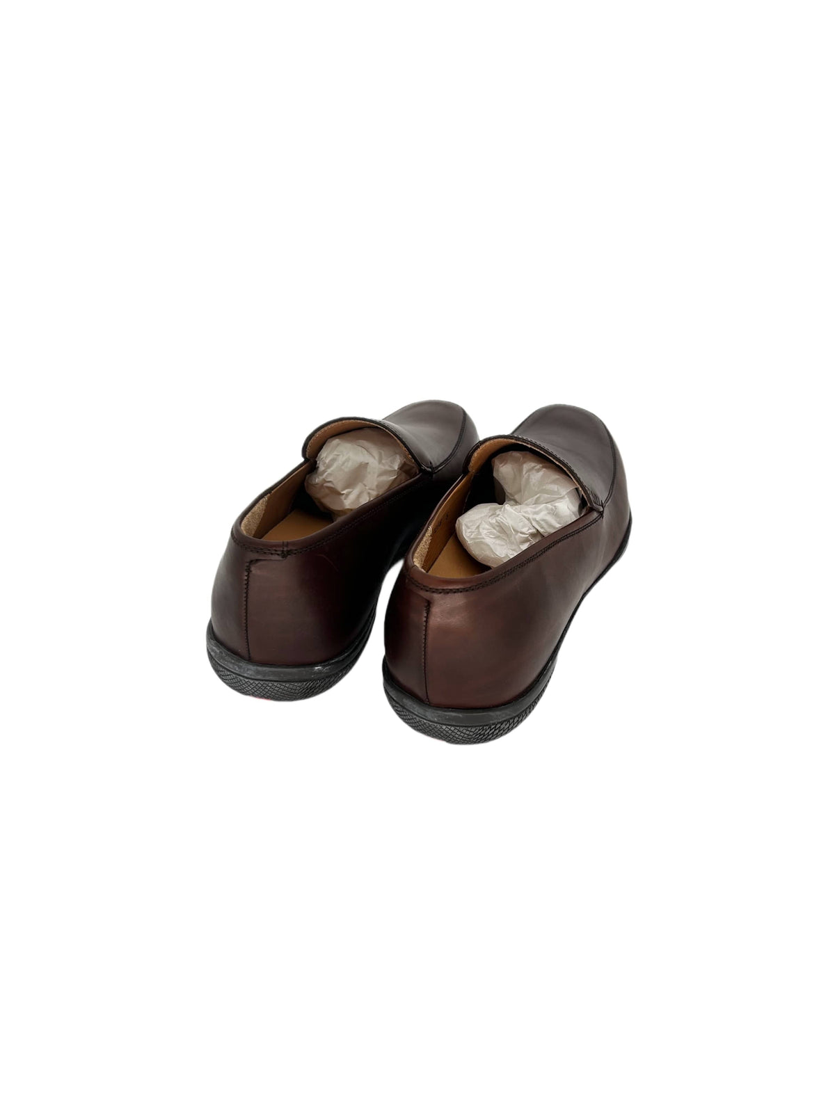 Prada Linea Rossa Brown Leather Loafers With Red Strip
