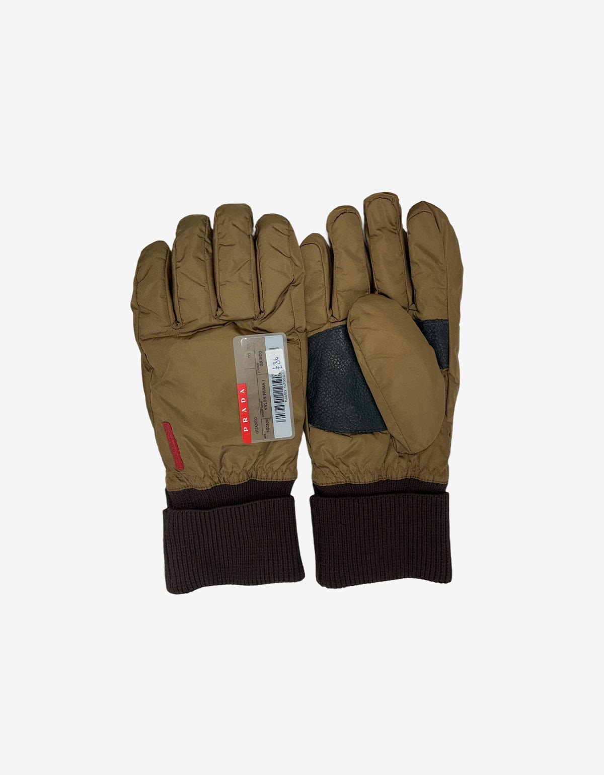 小物 Archive PRADA SPORT gloves brown Prada Nappa Leather And Melange Knit Gloves | Neiman Marcus