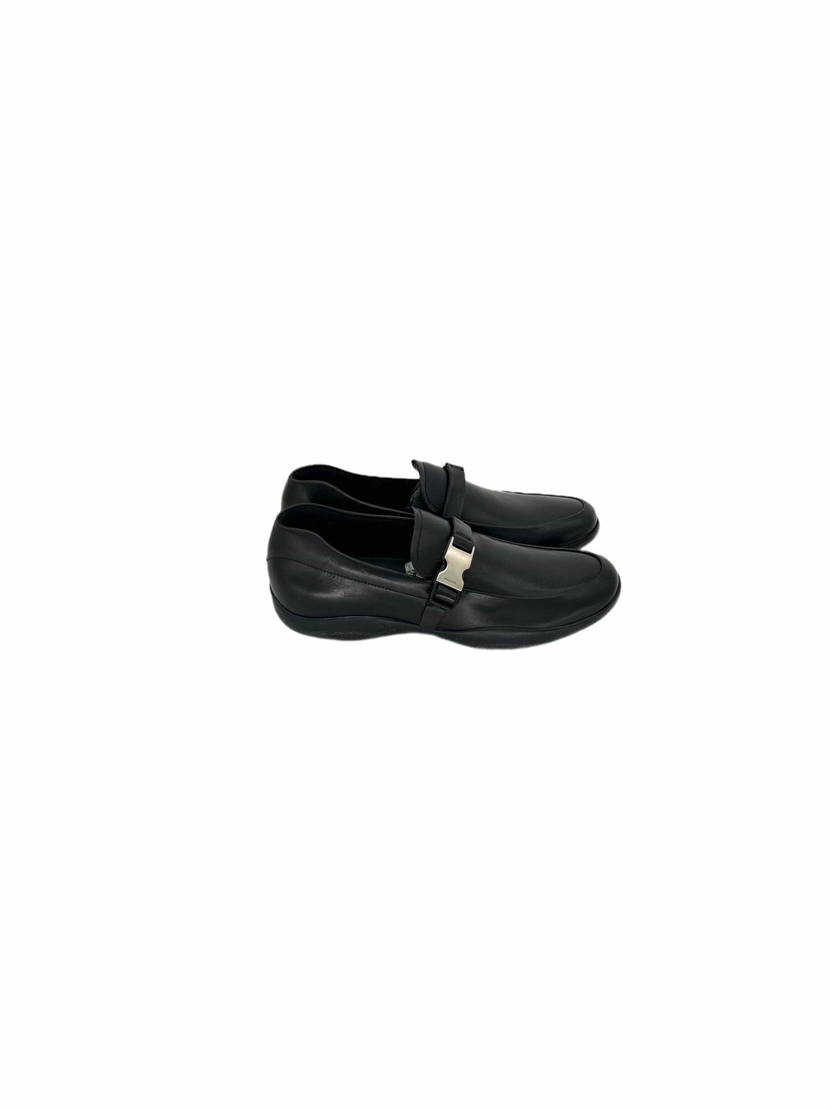 Prada Linea Rossa 'Sport' Black Loafers With Metal Buckle