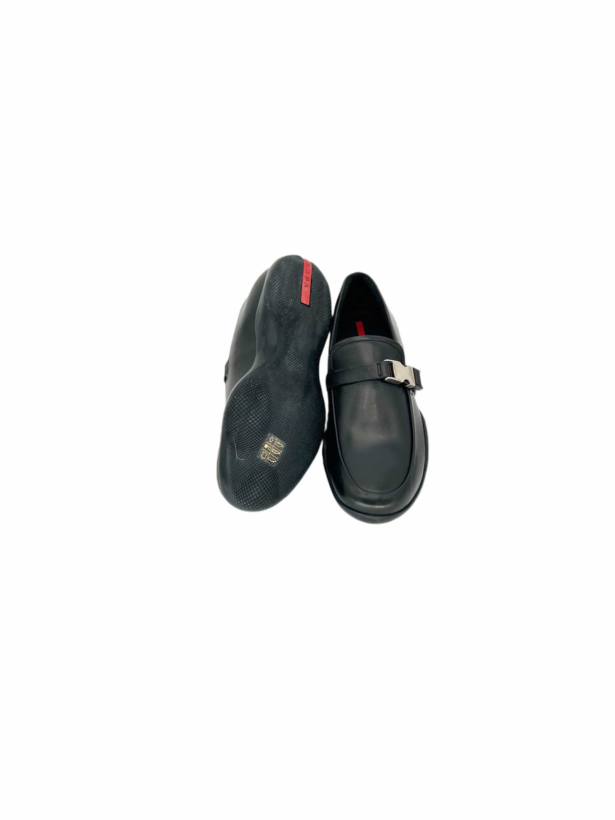 Prada Linea Rossa 'Sport' Black Loafers With Metal Buckle