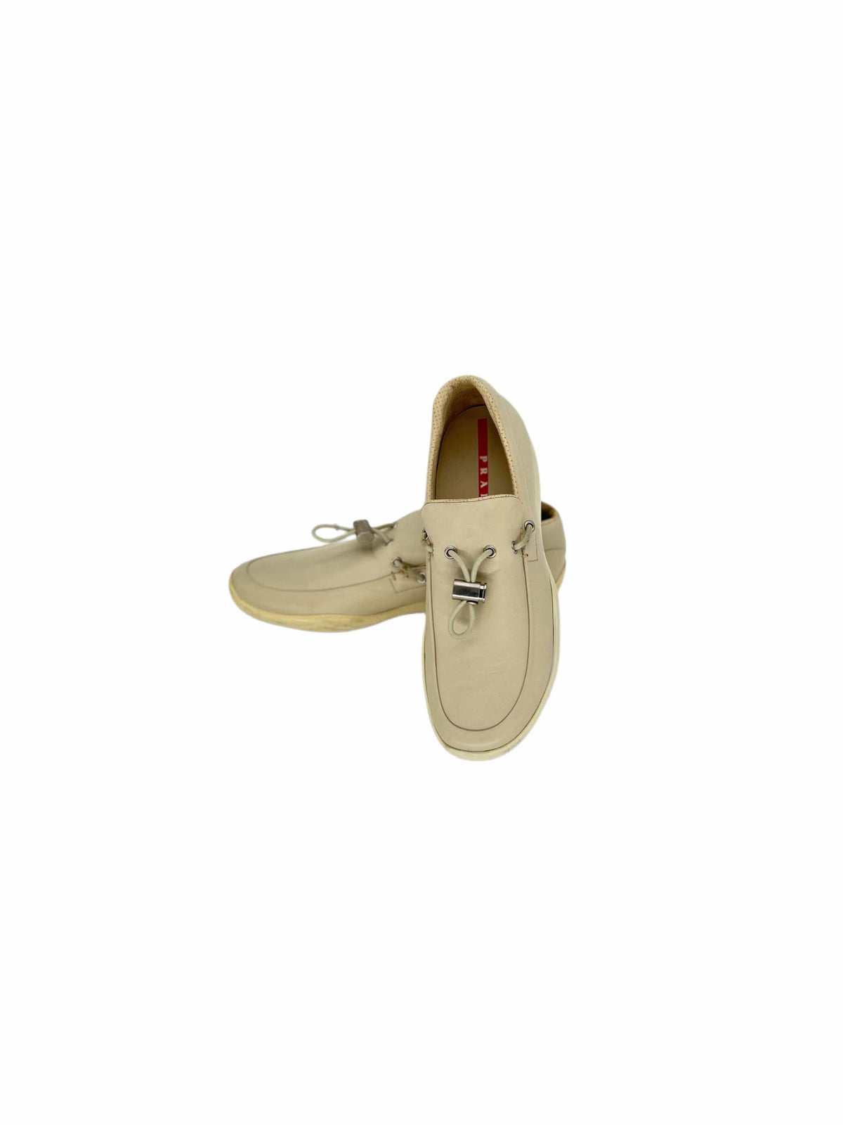 Prada Linea Rossa White Classic Loafers With Toggle