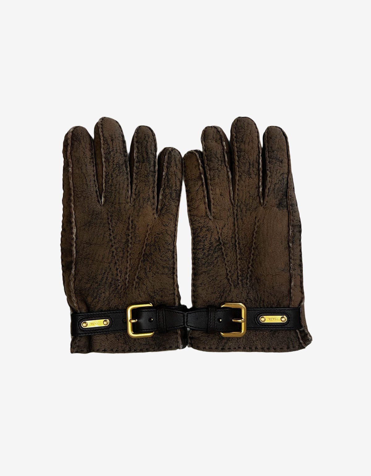 Prada Shearling Gloves With Buckle Fastening