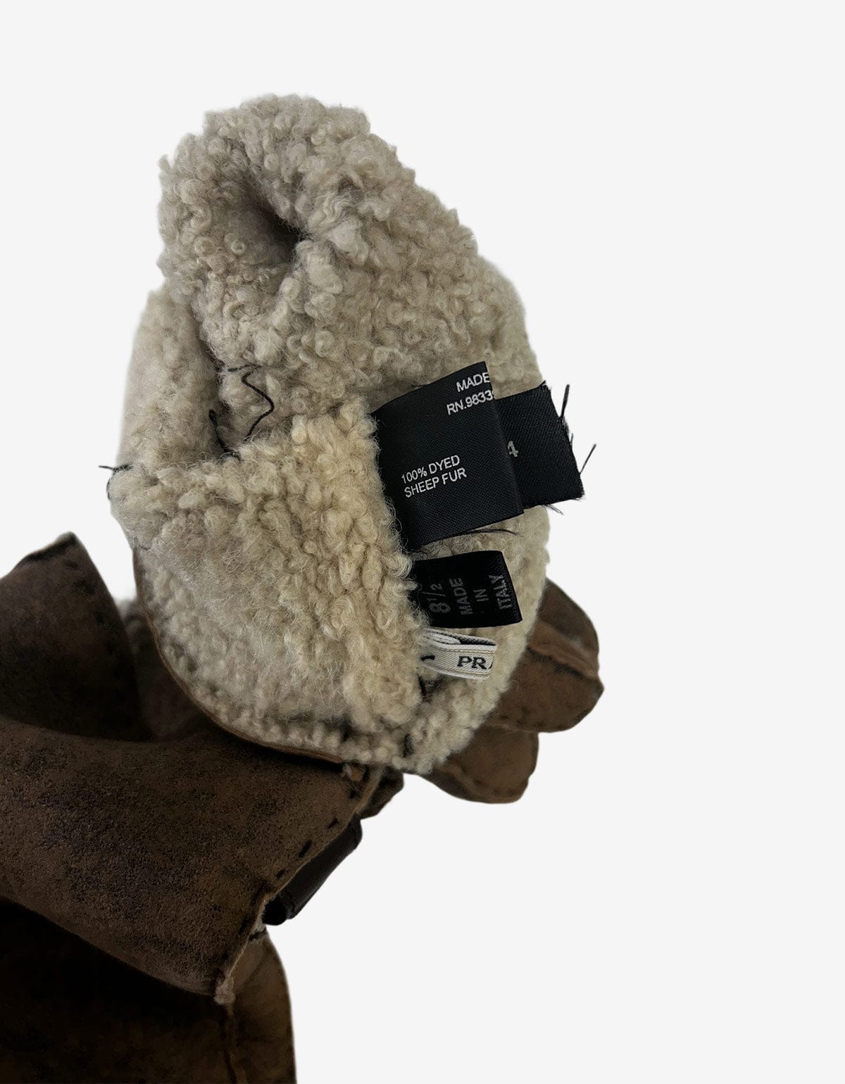 Prada Shearling Gloves With Buckle Fastening