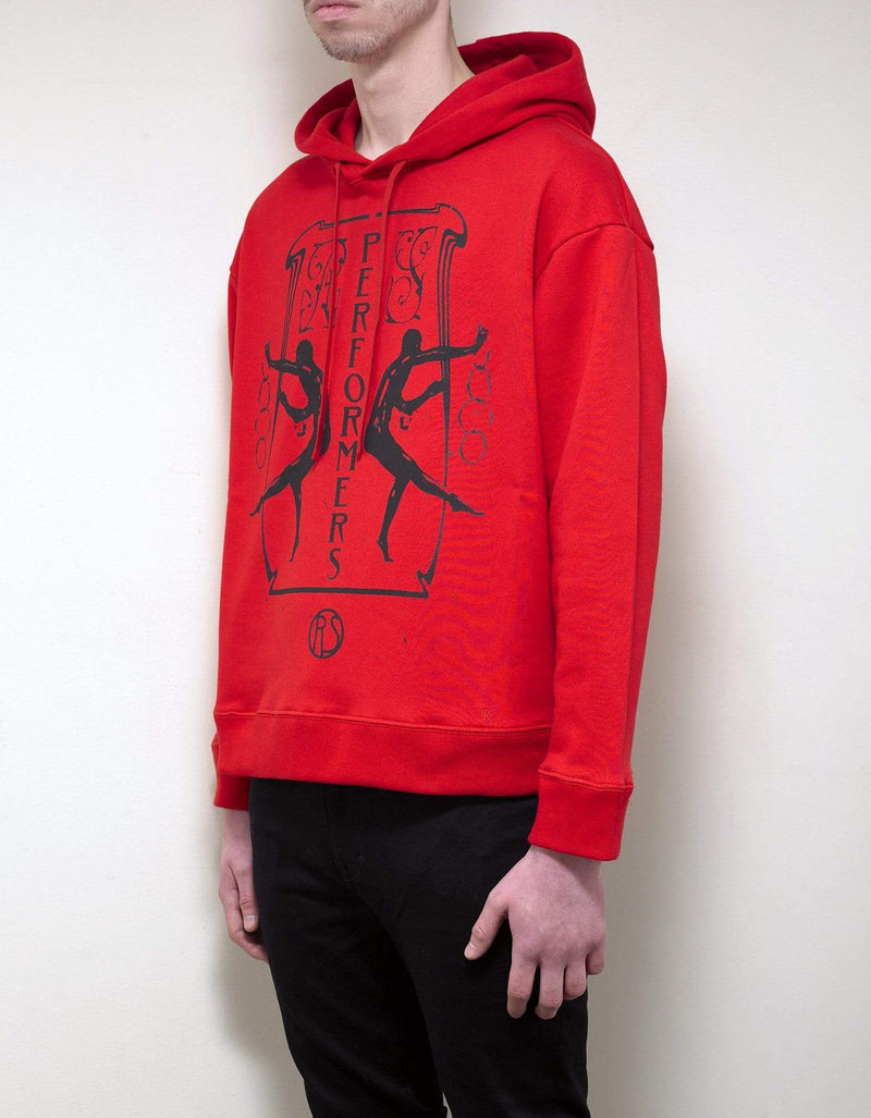Raf Simons Red Oversized Print Hoodie SS19 XS Red