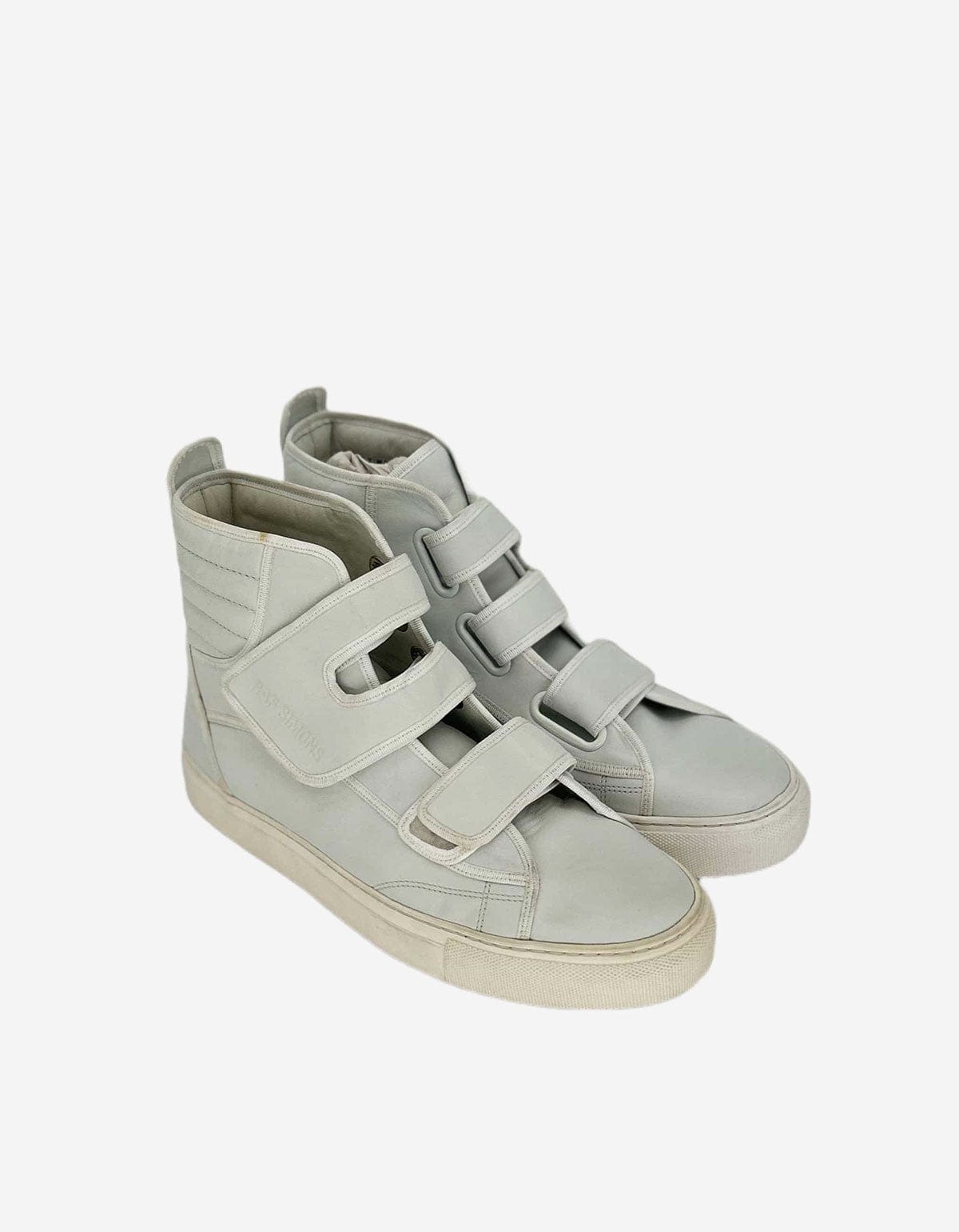 Raf Simons White Velcro Strap High Top Trainers - SS17