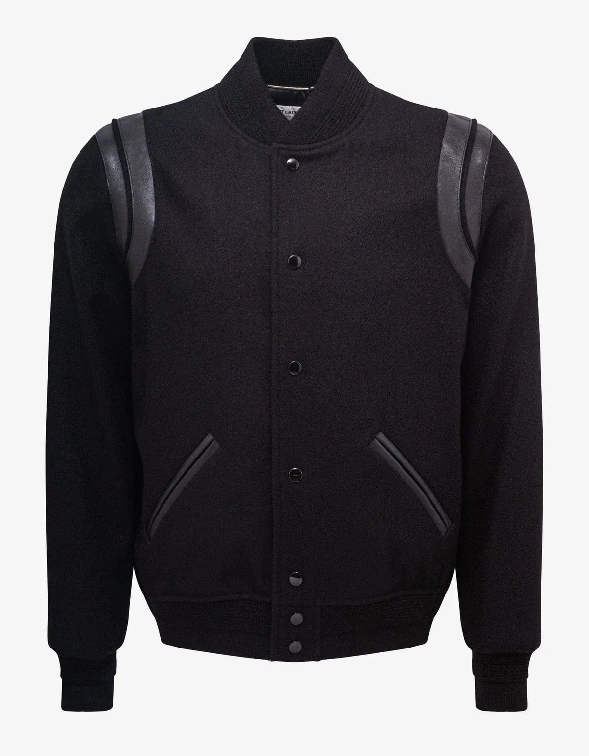 SAINT LAURENT / TEDDY JACKET/2023/スタジャン/44/ウール/BLK SAINT LAURENT / TEDDY JACKET/2023/スタジャン/44/ウール/BLK
