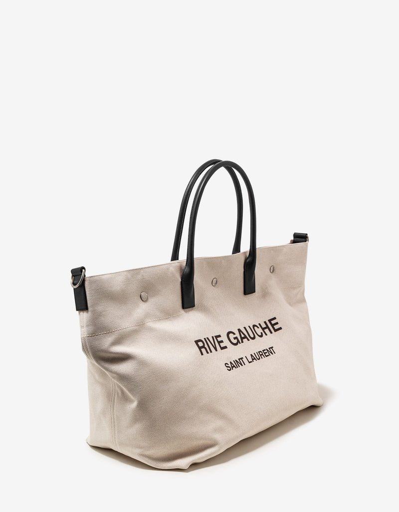 Saint Laurent Beige & Black Rive Gauche Maxi Shopping Bag