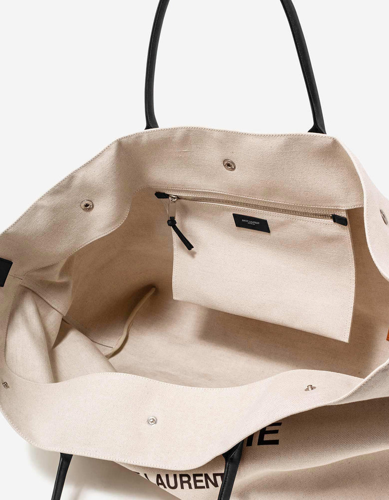 Saint Laurent Beige & Black Rive Gauche Maxi Shopping Bag