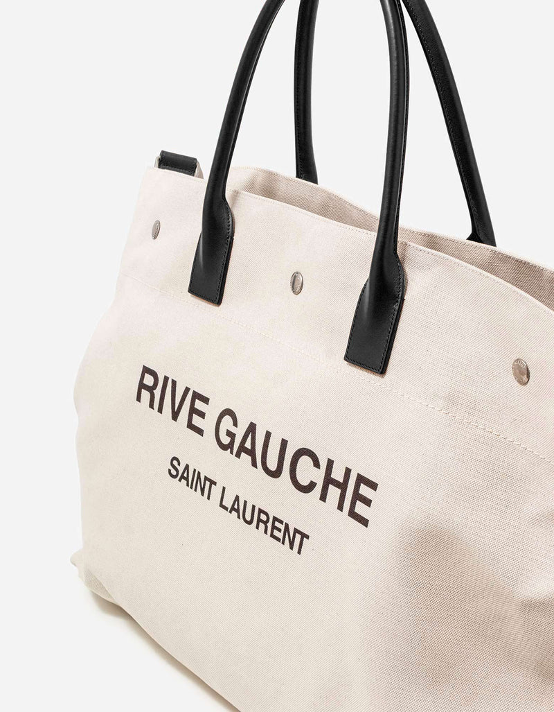 Saint Laurent Beige & Black Rive Gauche Maxi Shopping Bag