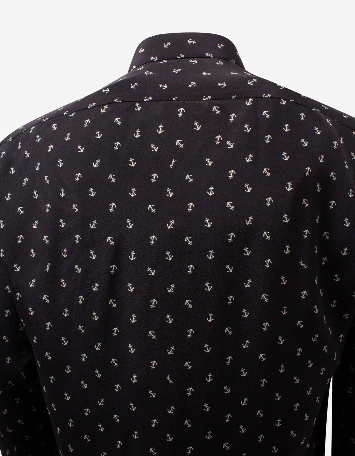 Saint Laurent Black Anchor Print Silk Shirt