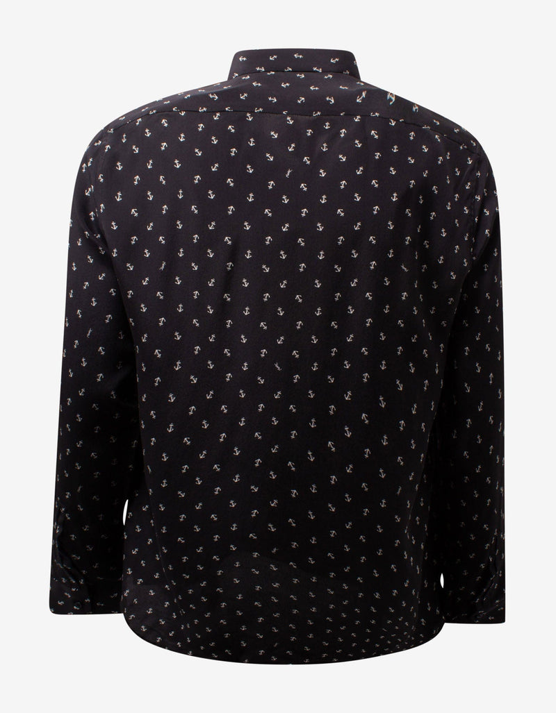 Saint Laurent Black Anchor Print Silk Shirt