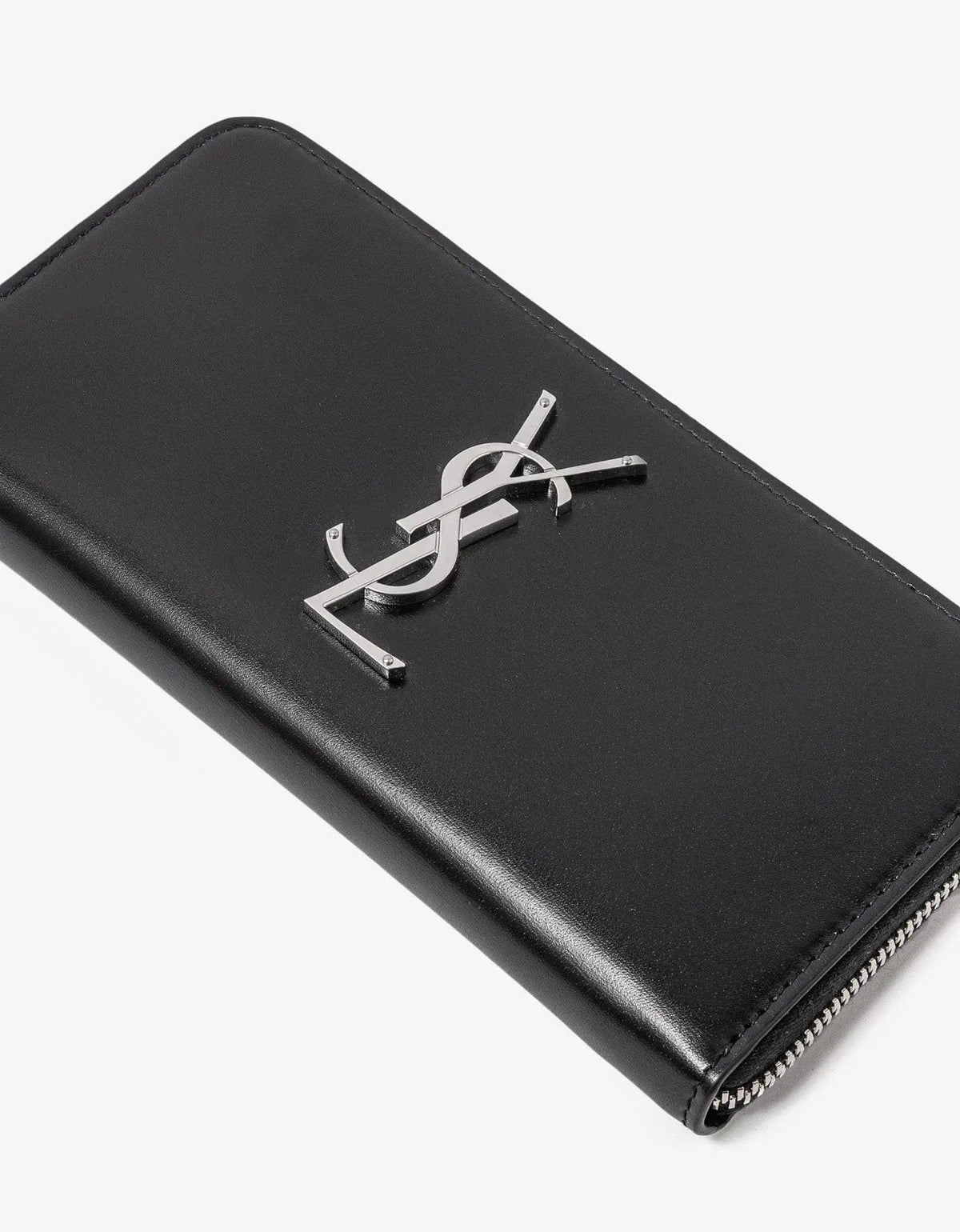 Saint Laurent Black Cassandre Zip Long Wallet – mens designer Saint Laurent Black Cassandre Zip Long Wallet – mens designer