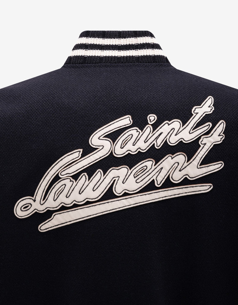 Saint Laurent Black College Teddy Jacket