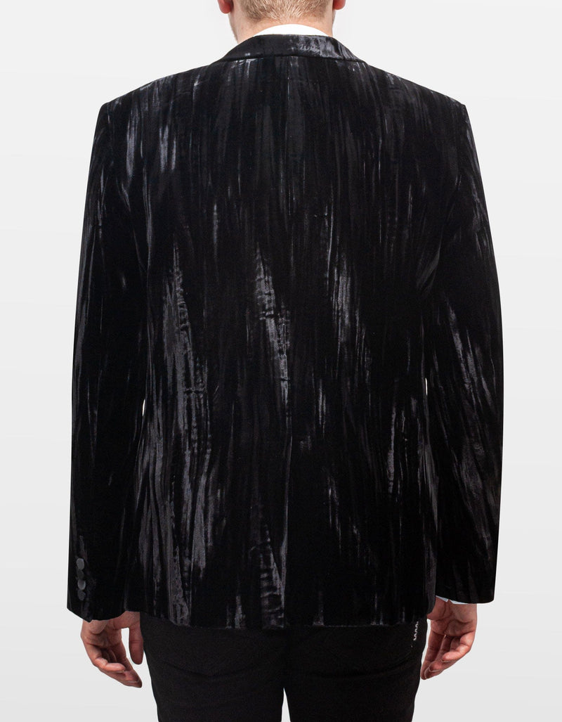 Saint Laurent Black Crinkled Velvet Blazer