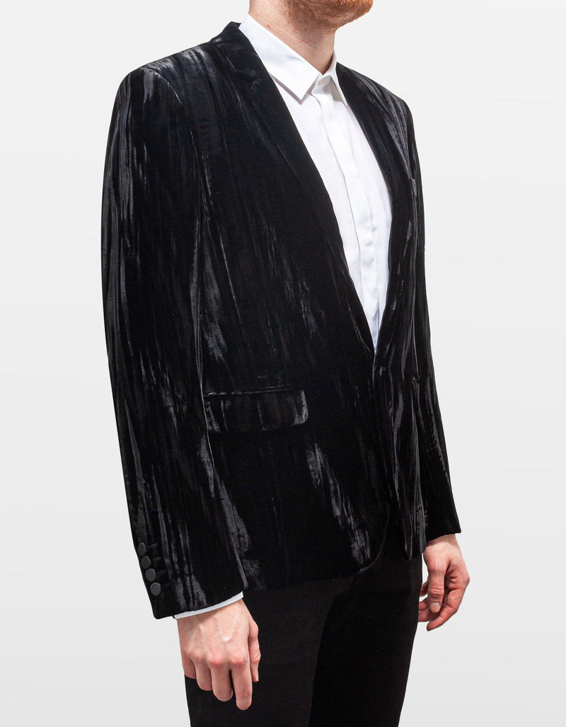 Saint Laurent Black Crinkled Velvet Blazer