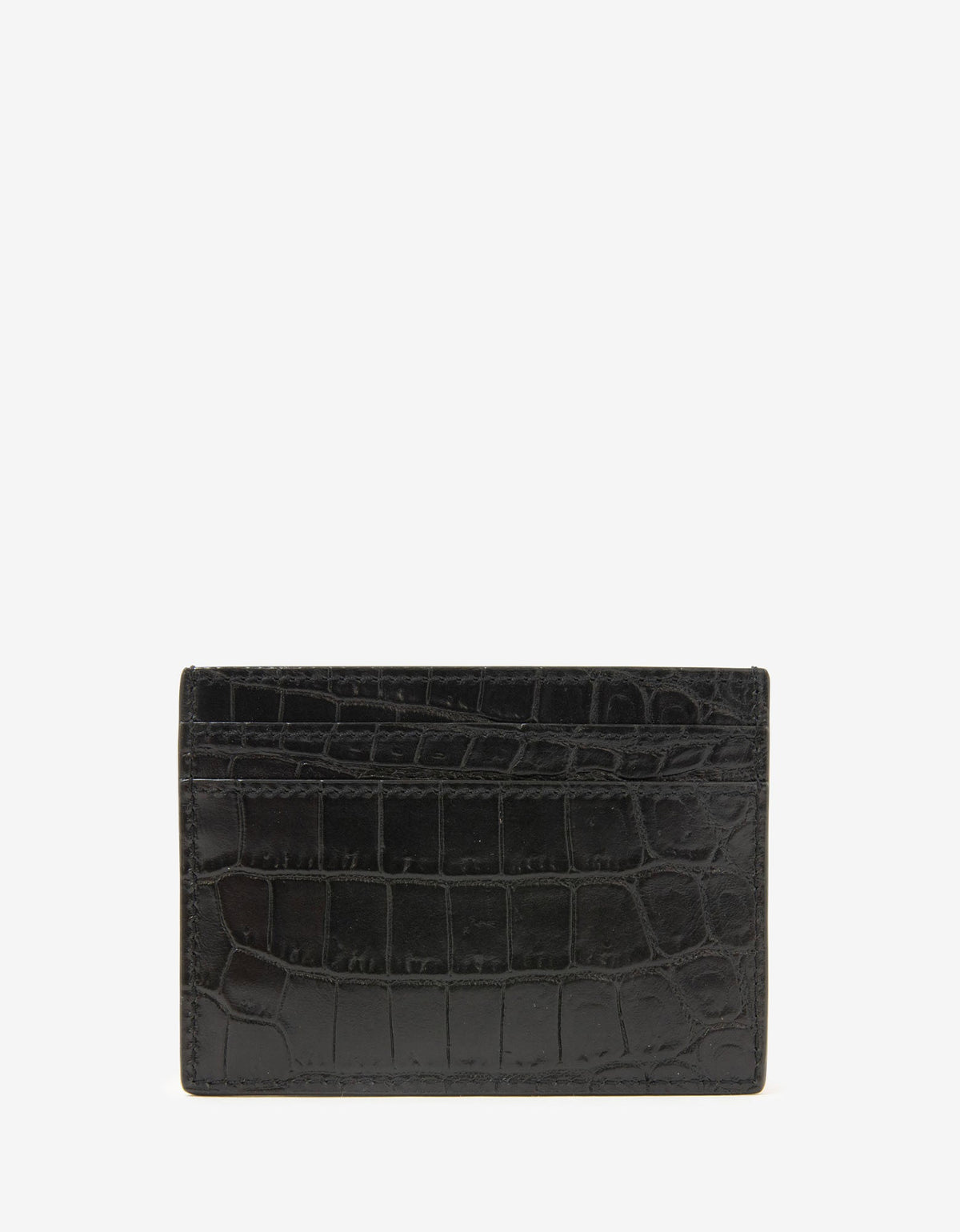 Saint Laurent Black Crocodile Embossed Monogram Card Holder