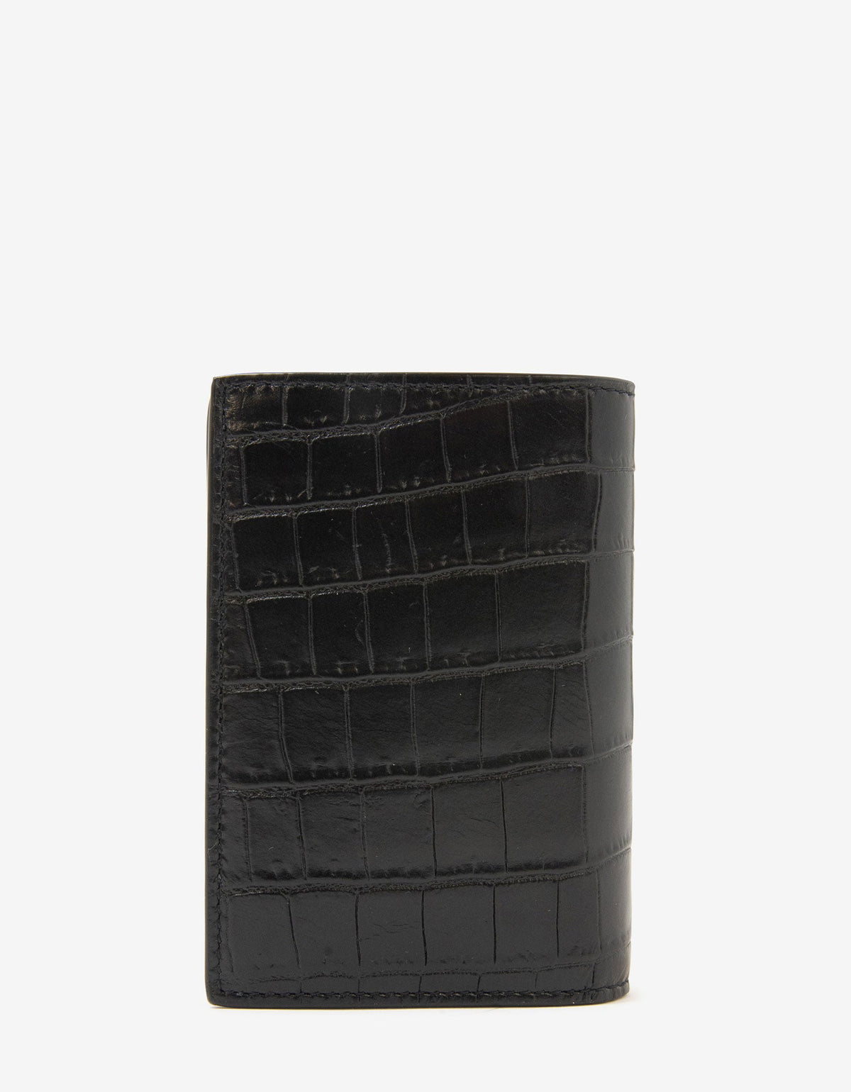 Saint Laurent Black Crocodile Embossed Monogram Card Wallet