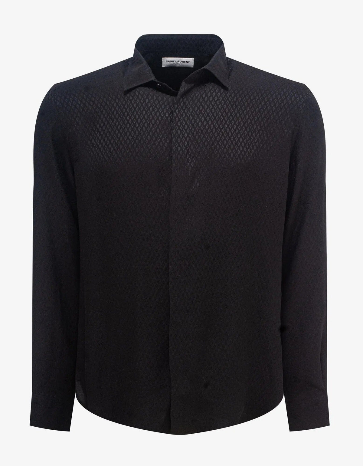 Saint Laurent Black Diamond Jacquard Silk Shirt – Zoo Fashions Saint Laurent Black Diamond Jacquard Silk Shirt – Zoo Fashions