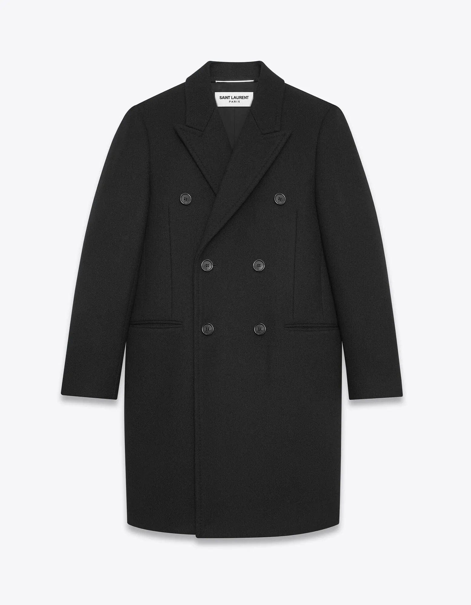 Saint Laurent Black Double-Breasted Wool Coat – Zoo Fashions