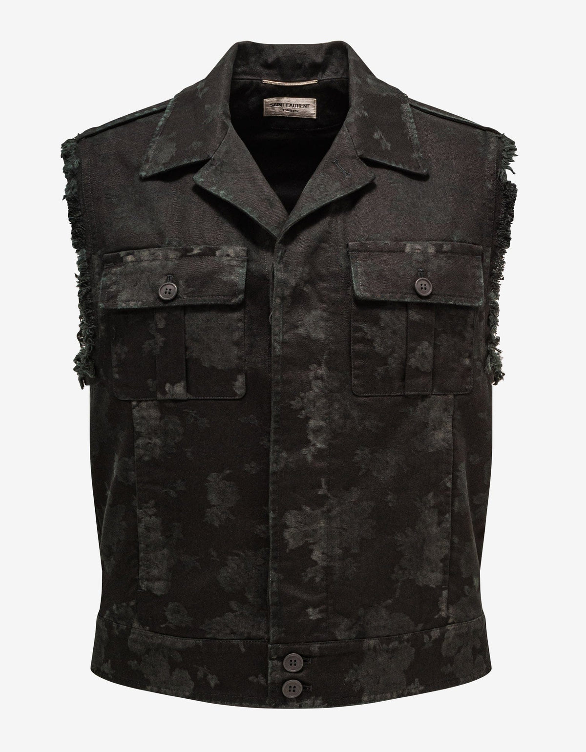 Saint Laurent Black Floral Sleeveless Jacket