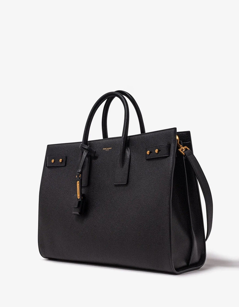 Saint Laurent Black Leather Thin Large Bag