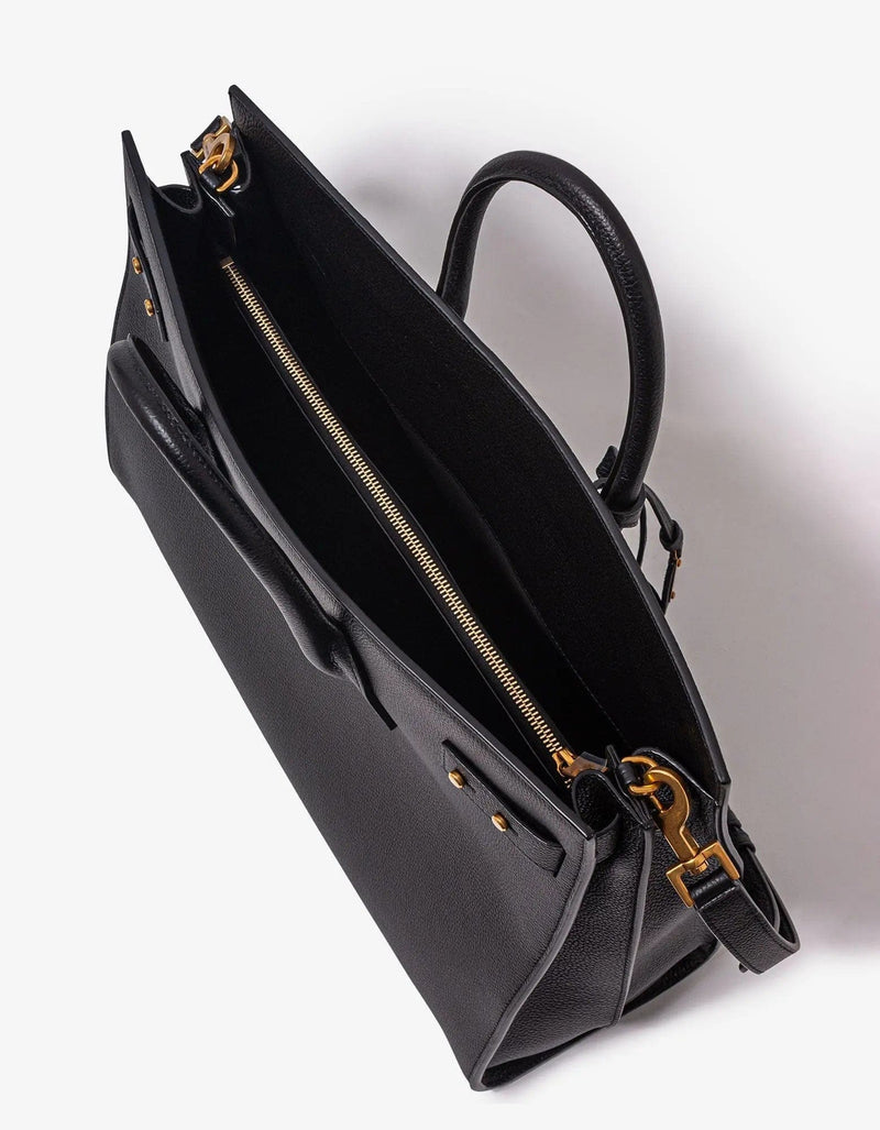 Saint Laurent Black Leather Thin Large Bag