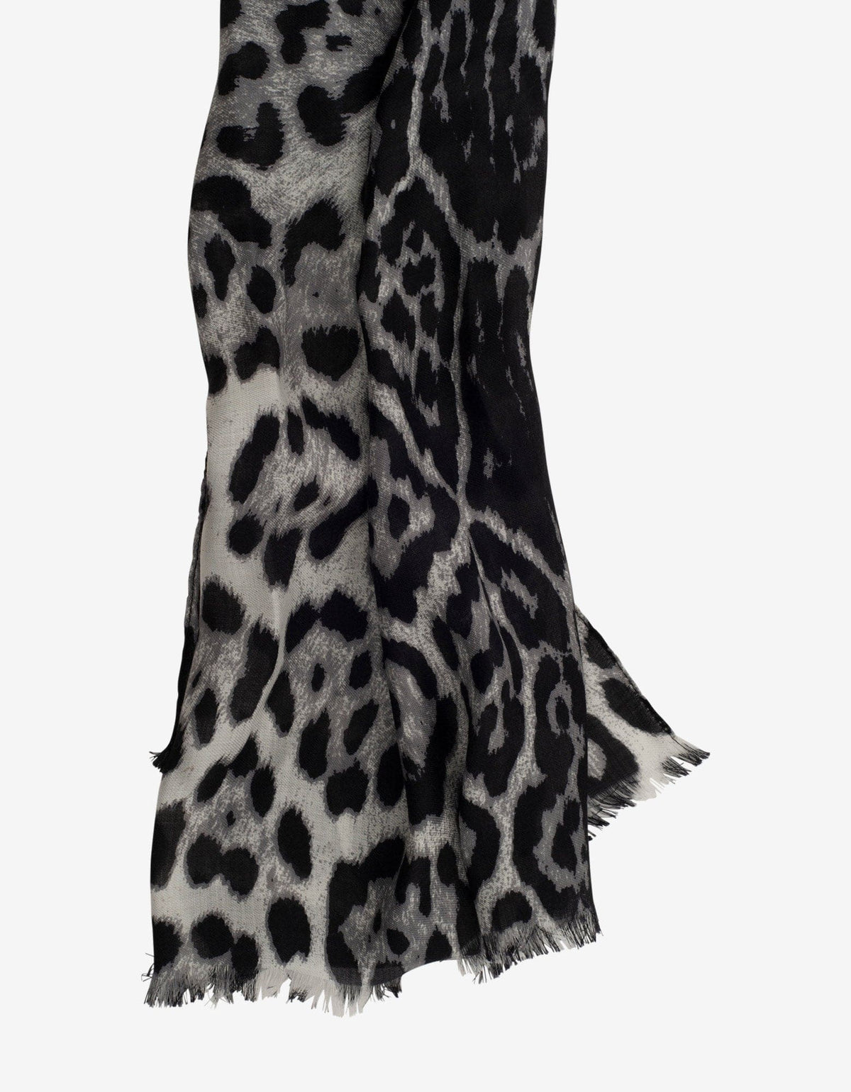 Saint Laurent Black Leopard Print Silk Scarf