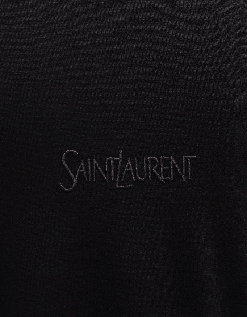 Saint Laurent Black Logo Embroidered T-Shirt