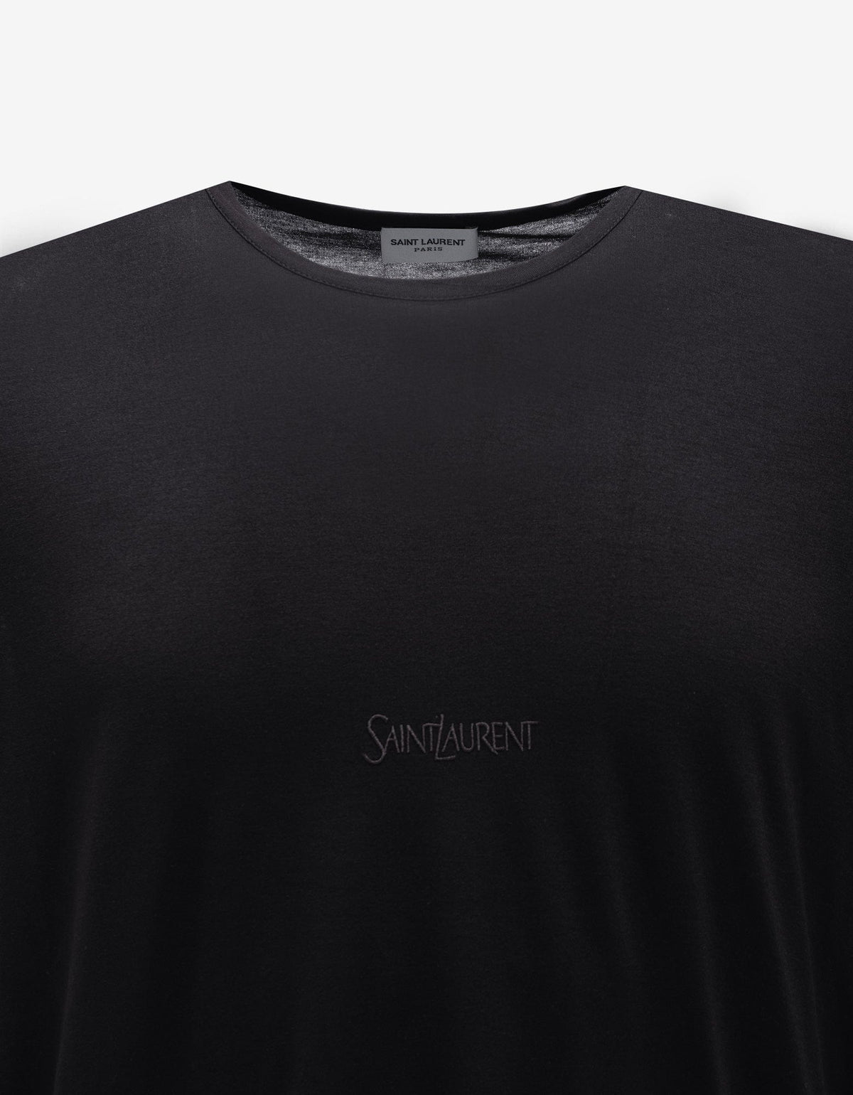 Saint Laurent Black Logo Embroidered T-Shirt