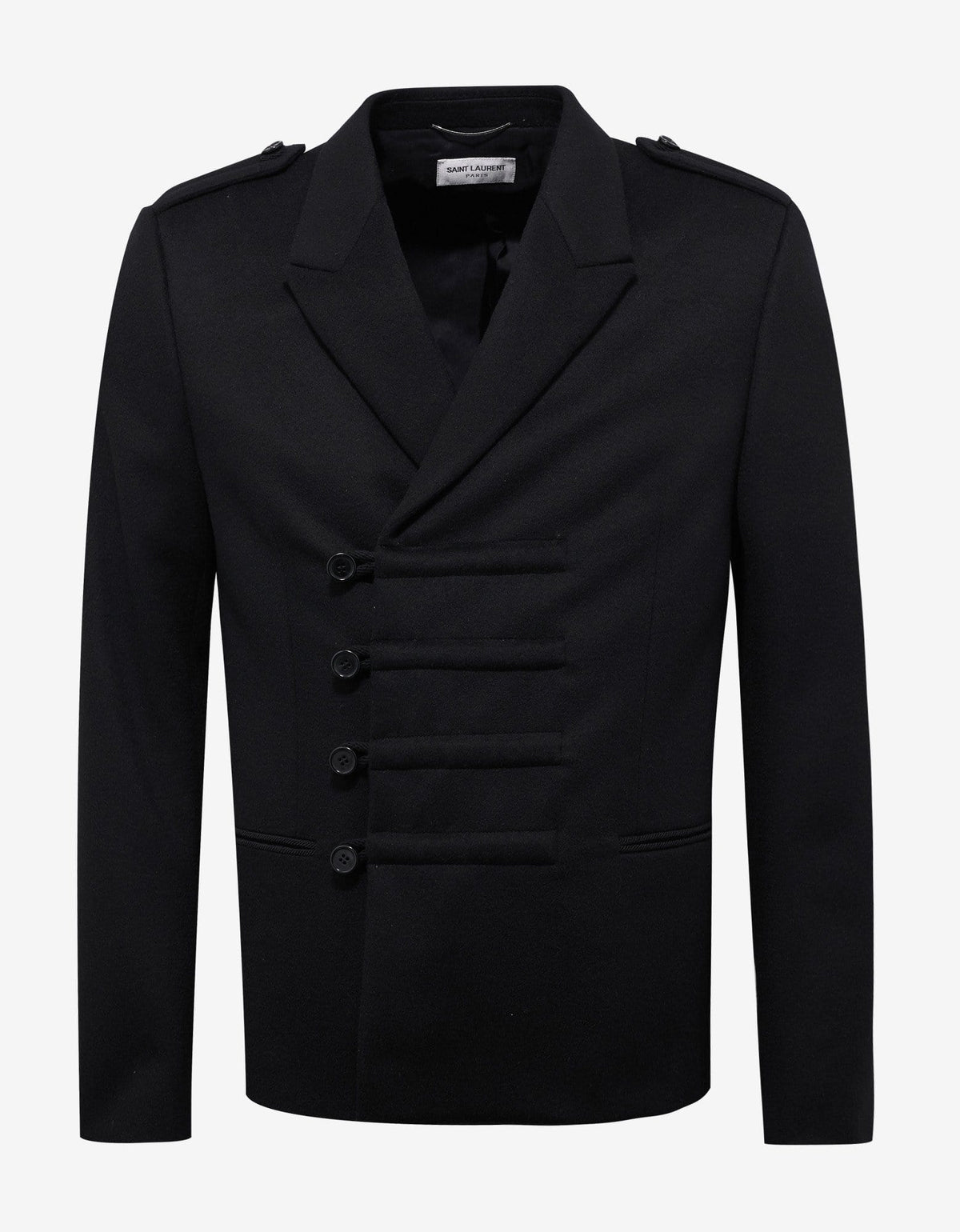 Saint Laurent Black Military Double-Breasted Wool Jacket 
