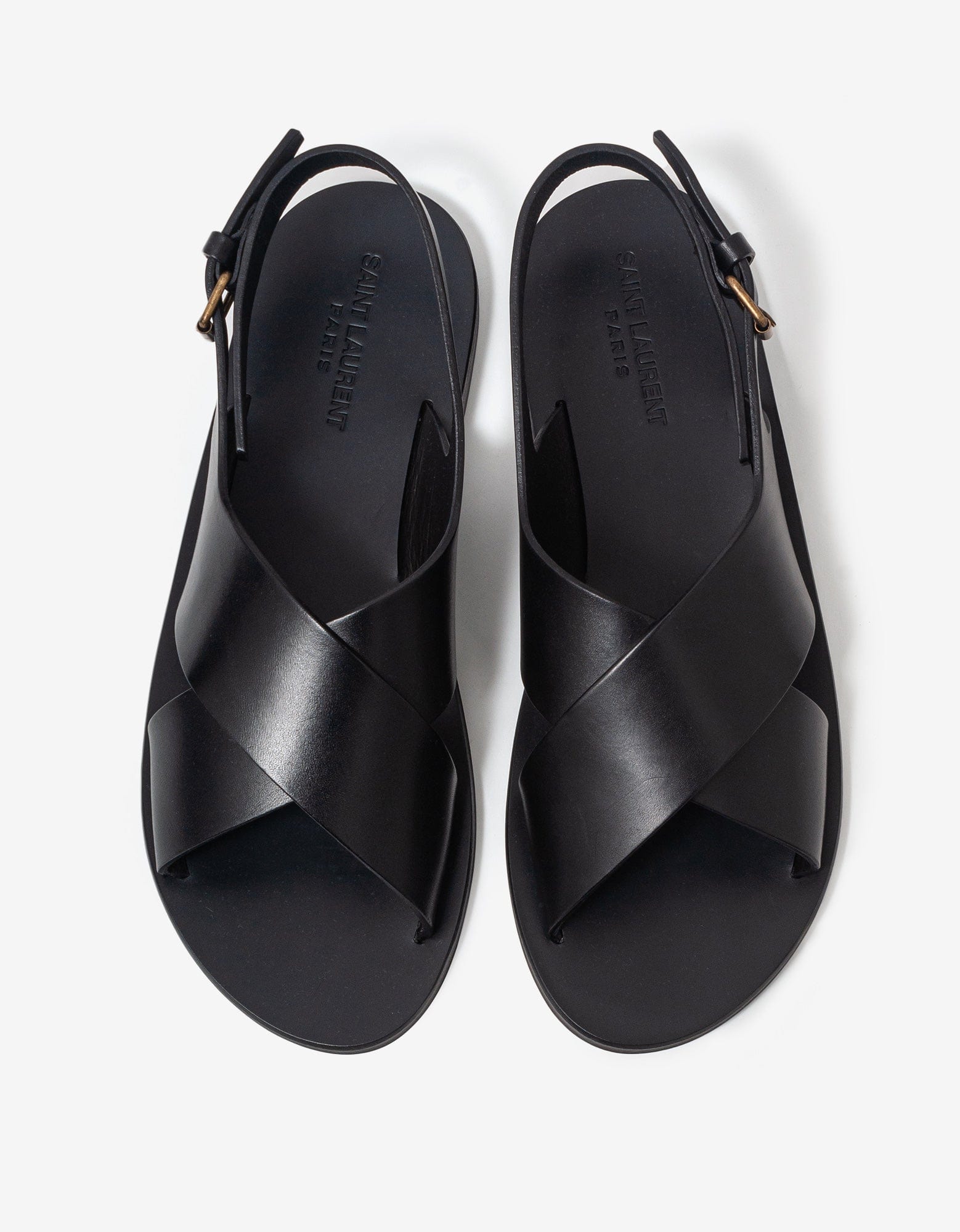 サンダル・ミュール Saint Laurent Black Leather Sandals Saint Laurent Black Mojave Leather Sandals – Zoo Fashions