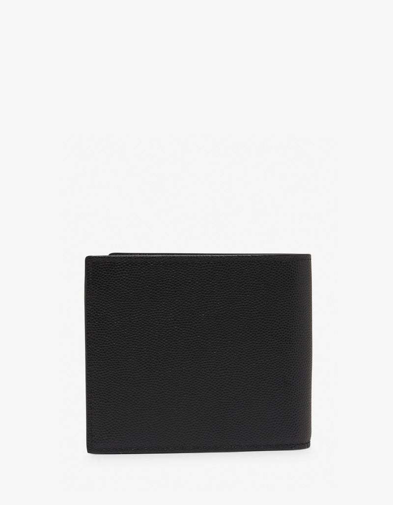 Saint Laurent Black Pebble Grain Logo Monogram Billfold Wallet